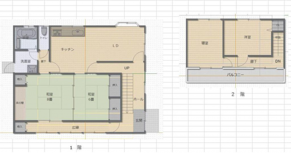 福山市大門町、中古一戸建ての間取り画像です