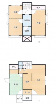 福山市伊勢丘、中古一戸建ての間取り画像です
