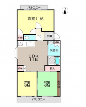 福山市東深津町、収益物件/マンションの間取り画像です