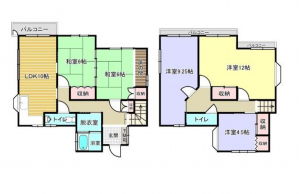 福山市引野町北、中古一戸建ての間取り画像です