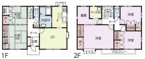 福山市明王台、中古一戸建ての間取り画像です