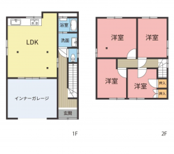 福山市水呑向丘、中古一戸建ての間取り画像です