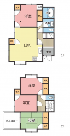 福山市木之庄町、中古一戸建ての間取り画像です