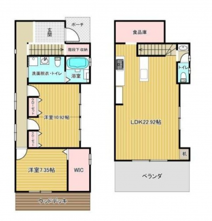 福山市新涯町、中古一戸建ての間取り画像です