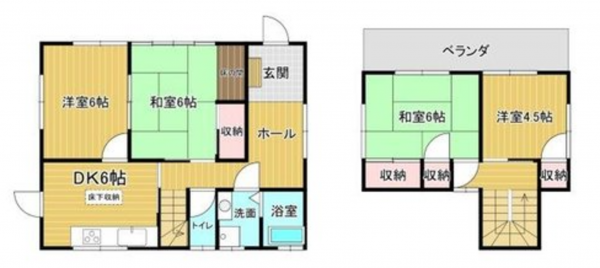 福山市山手町、中古一戸建ての間取り画像です
