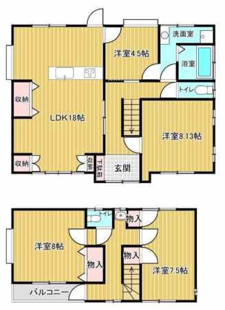 福山市引野町、中古一戸建ての間取り画像です