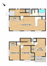 福山市新涯町、中古一戸建ての間取り画像です
