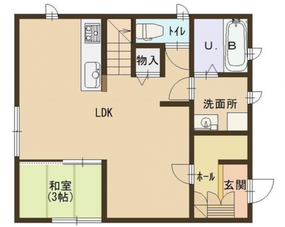福山市新涯町、中古一戸建ての間取り画像です