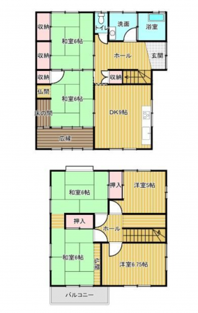 福山市瀬戸町大字長和、中古一戸建ての間取り画像です
