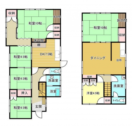 福山市高美台、中古一戸建ての間取り画像です