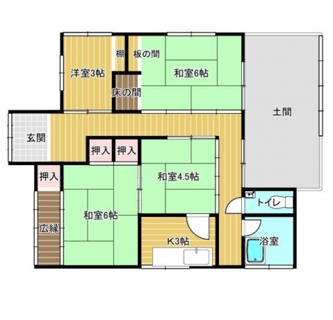 福山市千代田町、中古一戸建ての間取り画像です