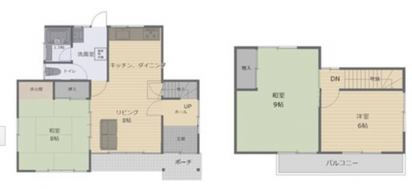 福山市伊勢丘、中古一戸建ての間取り画像です