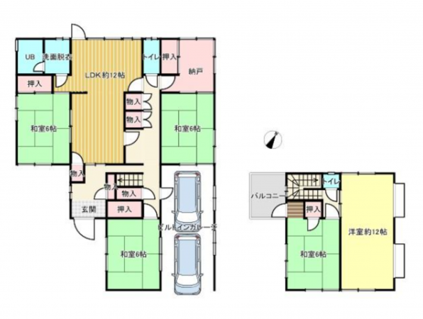 福山市幕山台、中古一戸建ての間取り画像です
