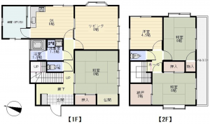福山市緑陽町、中古一戸建ての間取り画像です