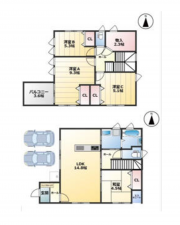 福山市草戸町、中古一戸建ての間取り画像です