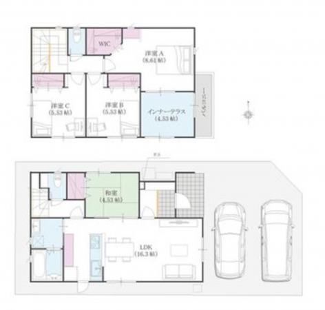 福山市草戸町、中古一戸建ての間取り画像です