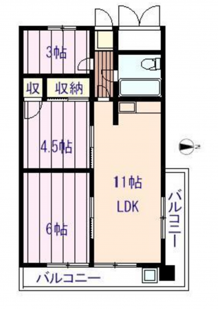 福山市南本庄、収益物件/マンションの間取り画像です