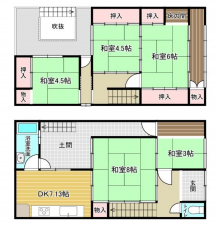 福山市鞆町鞆、中古一戸建ての間取り画像です