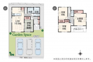 福山市日吉台、新築一戸建ての間取り画像です