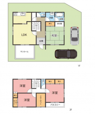 福山市明王台、中古一戸建ての間取り画像です