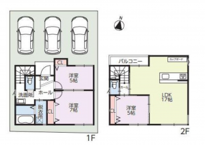 福山市手城町、新築一戸建ての間取り画像です