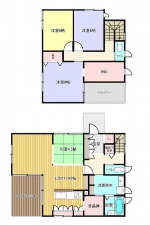 福山市高美台、中古一戸建ての間取り画像です