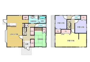 福山市箕島町、中古一戸建ての間取り画像です