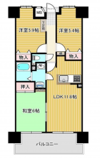 福山市日吉台、マンションの間取り画像です