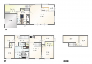 福山市木之庄町、中古一戸建ての間取り画像です