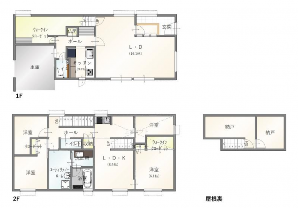 福山市木之庄町、中古一戸建ての間取り画像です