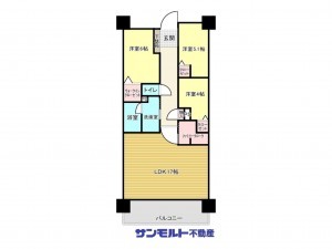 福山市東川口町、マンションの間取り画像です