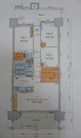 福山市東川口町、マンションの間取り画像です