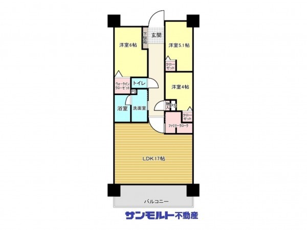 福山市東川口町、マンションの間取り画像です