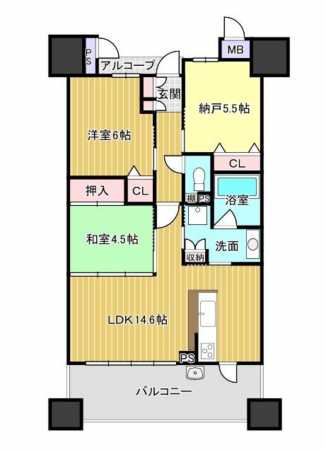 福山市三之丸町、収益物件/マンションの間取り画像です