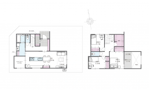 福山市大門町、新築一戸建ての間取り画像です