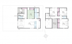 福山市大門町、新築一戸建ての間取り画像です
