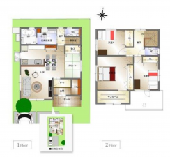 福山市南蔵王町、新築一戸建ての間取り画像です