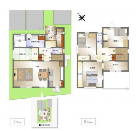 福山市東川口町、新築一戸建ての間取り画像です