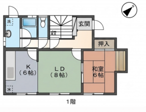 福山市大谷台、中古一戸建ての間取り画像です