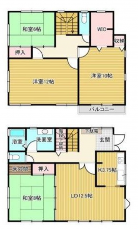 福山市明王台、中古一戸建ての間取り画像です