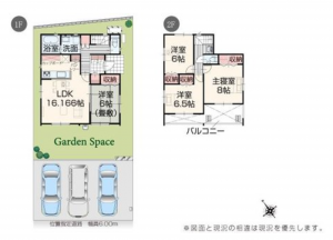 福山市水呑町、新築一戸建ての間取り画像です