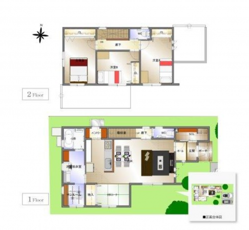 福山市南蔵王町、新築一戸建ての間取り画像です