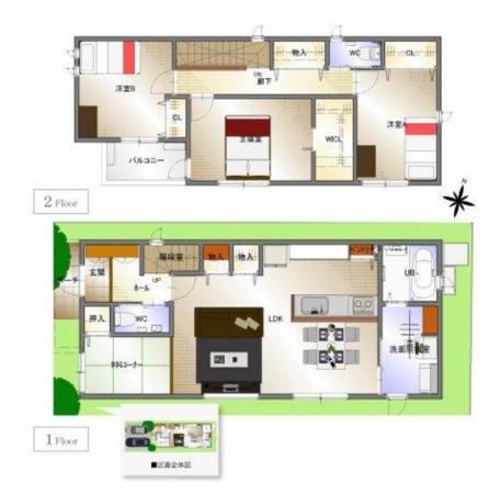 福山市本庄町中、新築一戸建ての間取り画像です