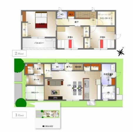 福山市本庄町中、新築一戸建ての間取り画像です