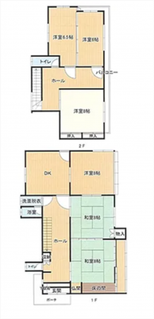 福山市伊勢丘、中古一戸建ての間取り画像です