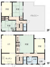 福山市東陽台、中古一戸建ての間取り画像です