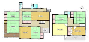 福山市鞆町後地、中古一戸建ての間取り画像です
