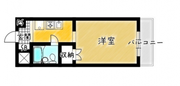 福山市南本庄、マンションの間取り画像です