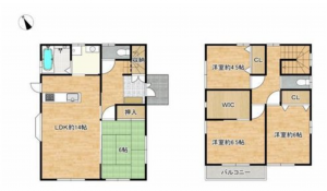 福山市向陽町、中古一戸建ての間取り画像です