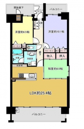 福山市南蔵王町、マンションの間取り画像です